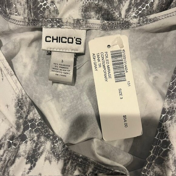 Chico's NWT Gray, Silver & White Tank Size XL - Picture 9 of 9